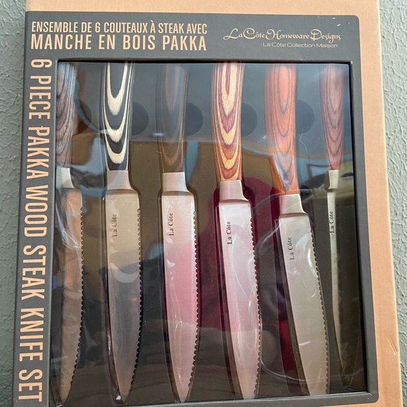6 Piece Pakka Wood Steak Knife Set - La Cote Homeware Designs - Picture 3 of 3